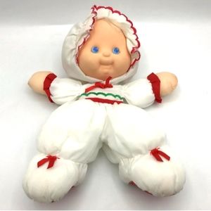 Vintage Fisher Price Puffalump Kids 11" Doll Christmas 4098 White Red Green 1991